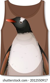 Front of tank top sleeveless with penguin pattern illustration