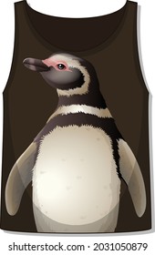 Front of tank top sleeveless with penguin pattern illustration
