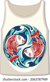 Front of tank top sleeveless with zebra pattern illustration