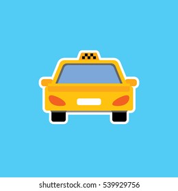 Front taxi vector illustration on blue background