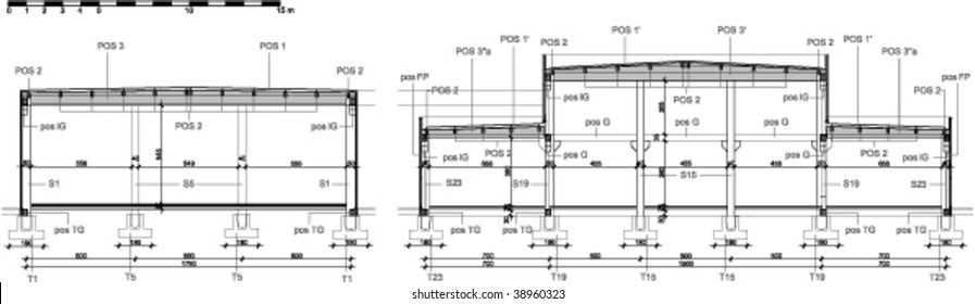 front technical draw - architectural plan