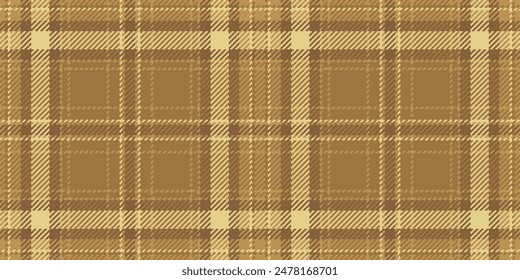 Front texture fabric check, woven seamless pattern tartan. Revival plaid textile vector background in orange and amber color.