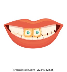 Front tooth gem icon cartoon vector. Care health. Crystal oral