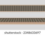 Front and top view of conveyors belt, industry business, Vector illustration.