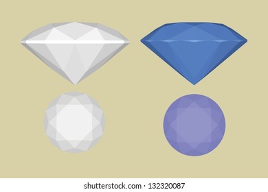Front and top views of diamonds.