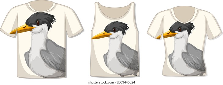 Front of t-shirt with bird template illustration