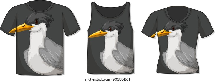 Front of t-shirt with bird template illustration