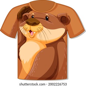 Front of t-shirt with cute otter template illustration