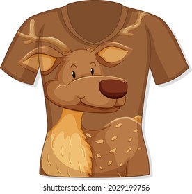 Front of t-shirt with deer pattern illustration
