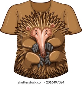 Delantera de camiseta con ilustración de patrón de equidna