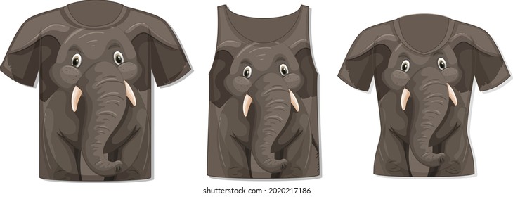 Front of t-shirt with elephant template illustration