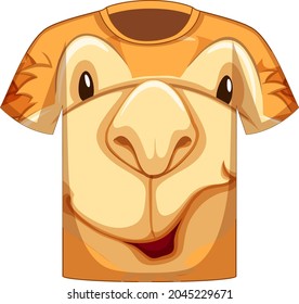 Front of t-shirt with face of camel pattern illustration