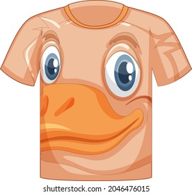 Front of t-shirt with face of duck pattern  illustration
