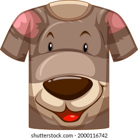 Front of t-shirt with face of kangaroo pattern illustration