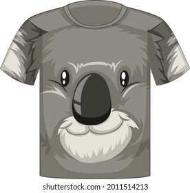 Front of t-shirt with face of koala pattern illustration