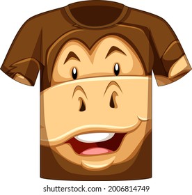 Front of t-shirt with face odf monkey pattern illustration