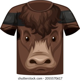 Front of t-shirt with face of ox pattern illustration