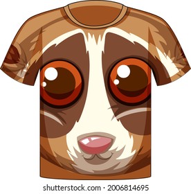 Front of t-shirt with face of slow loris pattern illustration