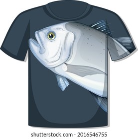 Front of t-shirt with fish template illustration