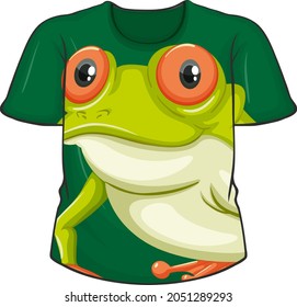 Front of t-shirt with frog pattern illustration