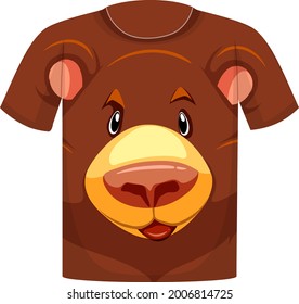 Delantera de la camiseta con ilustración de patrón de oso pardo