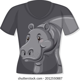 Front of t-shirt with hippopotamus pattern illustration