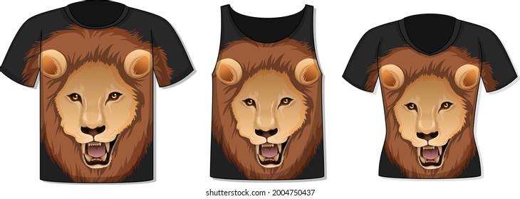 Front of t-shirt with lion face template illustration