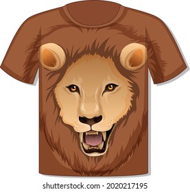 Delantera de la camiseta con ilustración de la plantilla de la cara del león