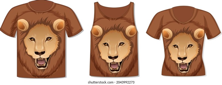 Front of t-shirt with lion face template illustration