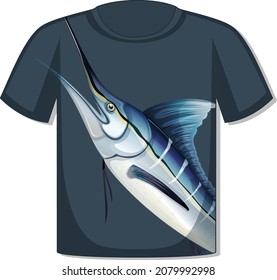 Front of t-shirt with marlin fish template illustration