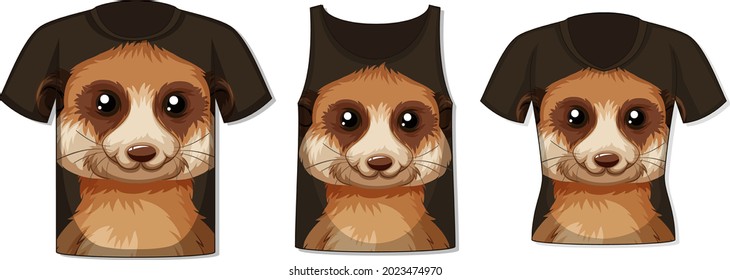 Front of t-shirt with meerkat face template illustration