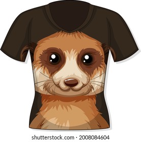 Front of t-shirt with meerkat pattern illustration