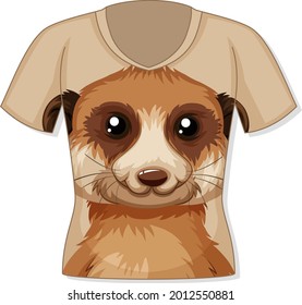 Front of t-shirt with meerkat pattern illustration