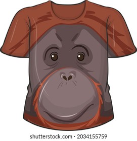 Delantera de la camiseta con ilustración del patrón de la cara de orangután
