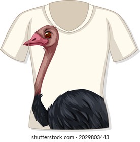 Delantera de la camiseta con ilustración de patrón de avestruz
