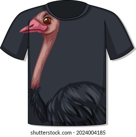 Front of t-shirt with ostrich template illustration