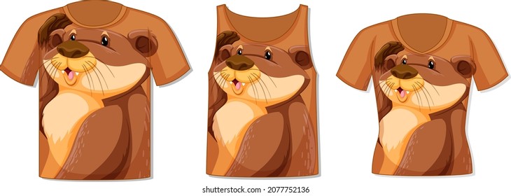 Front of t-shirt with otter template illustration