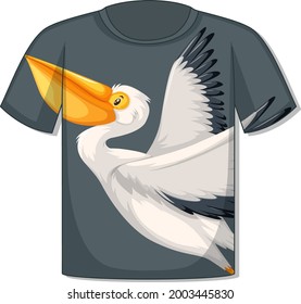 Front of t-shirt with pelican bird template illustration
