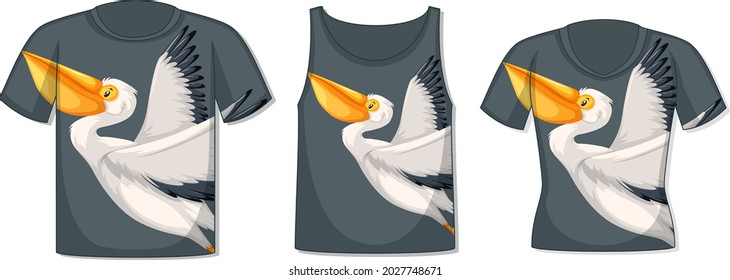 Front of t-shirt with pelican template illustration