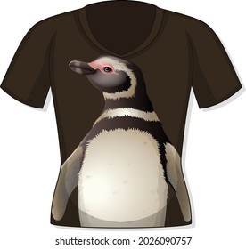 Front of t-shirt with penguin pattern illustration