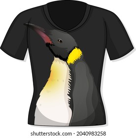 Front of t-shirt with penguin pattern illustration