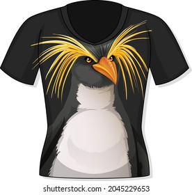 Front of t-shirt with penguin pattern illustration