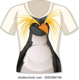 Front of t-shirt with penguin pattern illustration