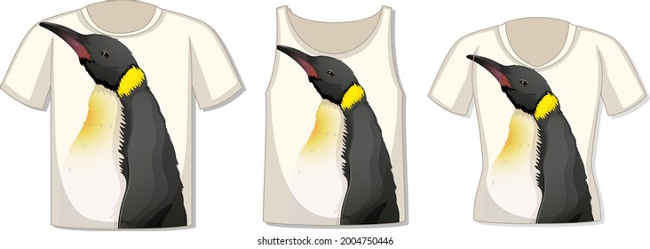 Front of t-shirt with penguin template illustration