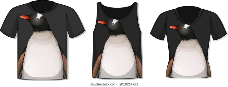 Front of t-shirt with penguin template illustration