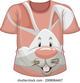 Front of t-shirt with rabbit pattern illustration
