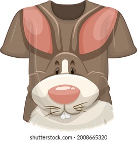 Front of t-shirt with rabbit pattern illustration