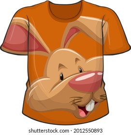 Front of t-shirt with rabbit pattern illustration