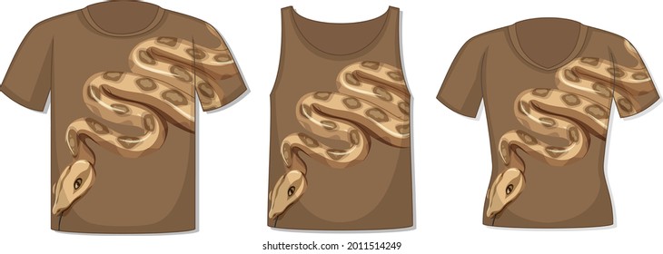 Front of t-shirt with snake template illustration