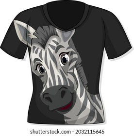 Front of t-shirt with zebra pattern illustration